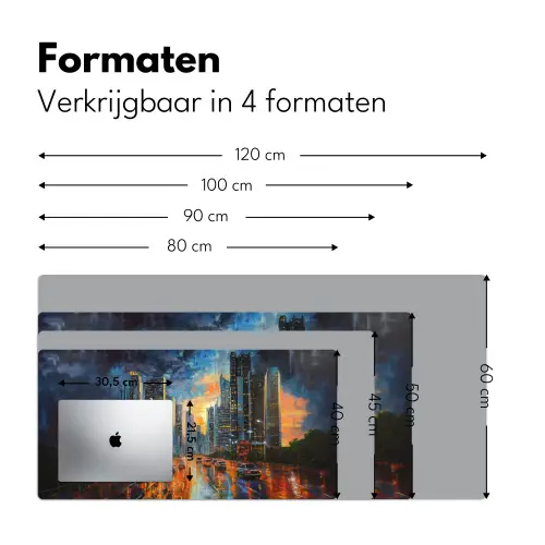 Auto - Skyline - Zon - Blauw Muismat XXL klein -sfeer5