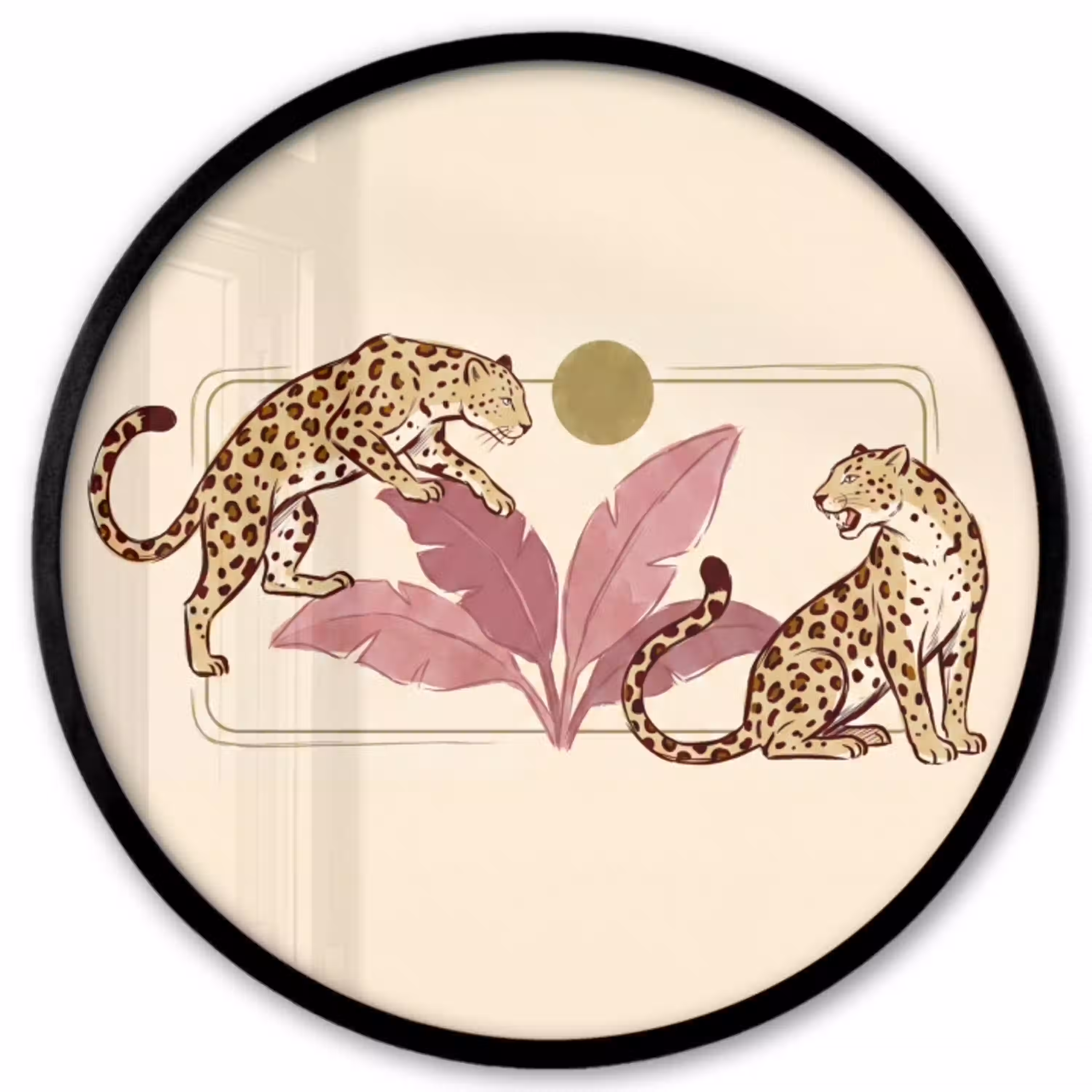 Dieren - Kat - Jungle - Illustratie - Beige Fotolijst rond zonder passe partout klein -3d