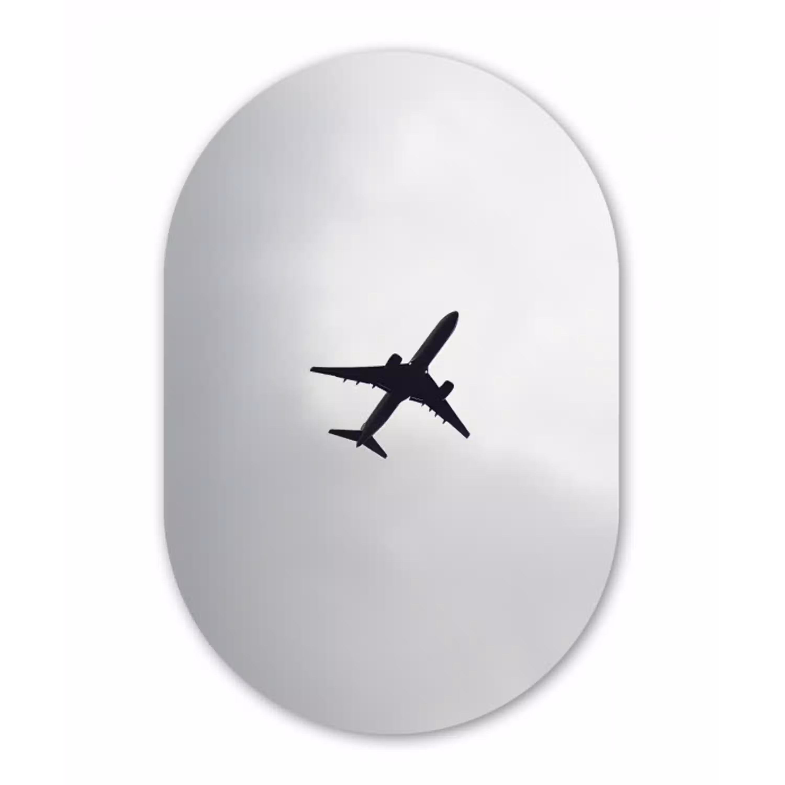 Minimalistisch - Silhouet - Zwart - Vliegtuig Wandcirkel Ovaal Forex klein -3d