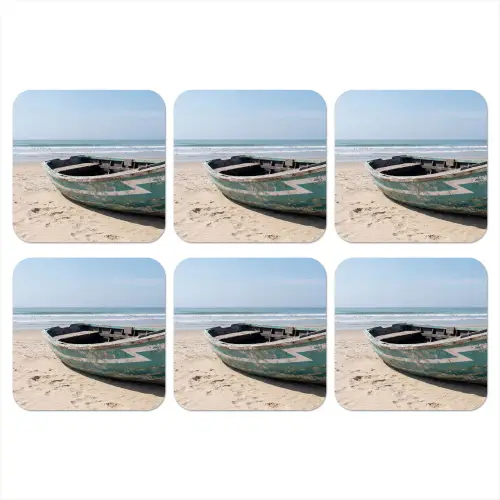 Boot - Zandstrand - Zee onderzetter kurk middel -3d