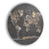 Wereldkaart - Stenen - Realistisch Akoestische PET Vilt - Rond klein -3d