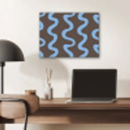 Kronkelende lijnen - Blauw - Bruin - Minimalistisch PET vilt klein 837 -sfeer5
