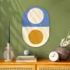 Cirkels - Symmetrisch - Wit - Blauw- Geel Wandcirkel Ovaal Forex klein -sfeer2