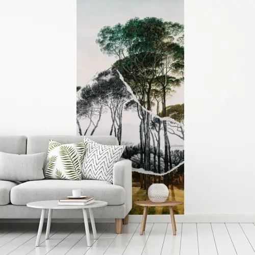 Italiaans landschap parasoldennen - Kunst - Hendrik Voogd - Schilderij - Zwart wit - Oude meesters fotobehang vinyl groot -woonkamer