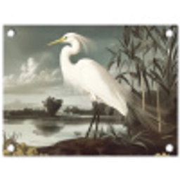 Reiger - Planten - Wolken - Wit tuinposter los doek klein -3d