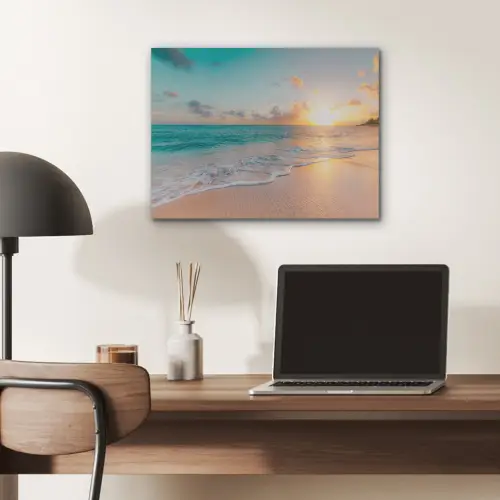 Zonsondergang - Strand - Zee - Zomer - Blauw PET vilt klein -sfeer5