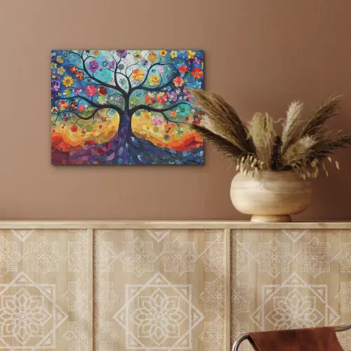 Kunst - Levensboom - Bloemen - Hippie PET vilt klein -sfeer4