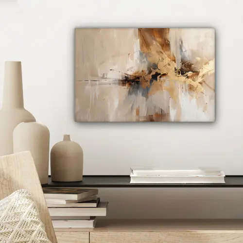 Modern - Bruin - Abstract - Beige canvas 2cm klein -sfeer6