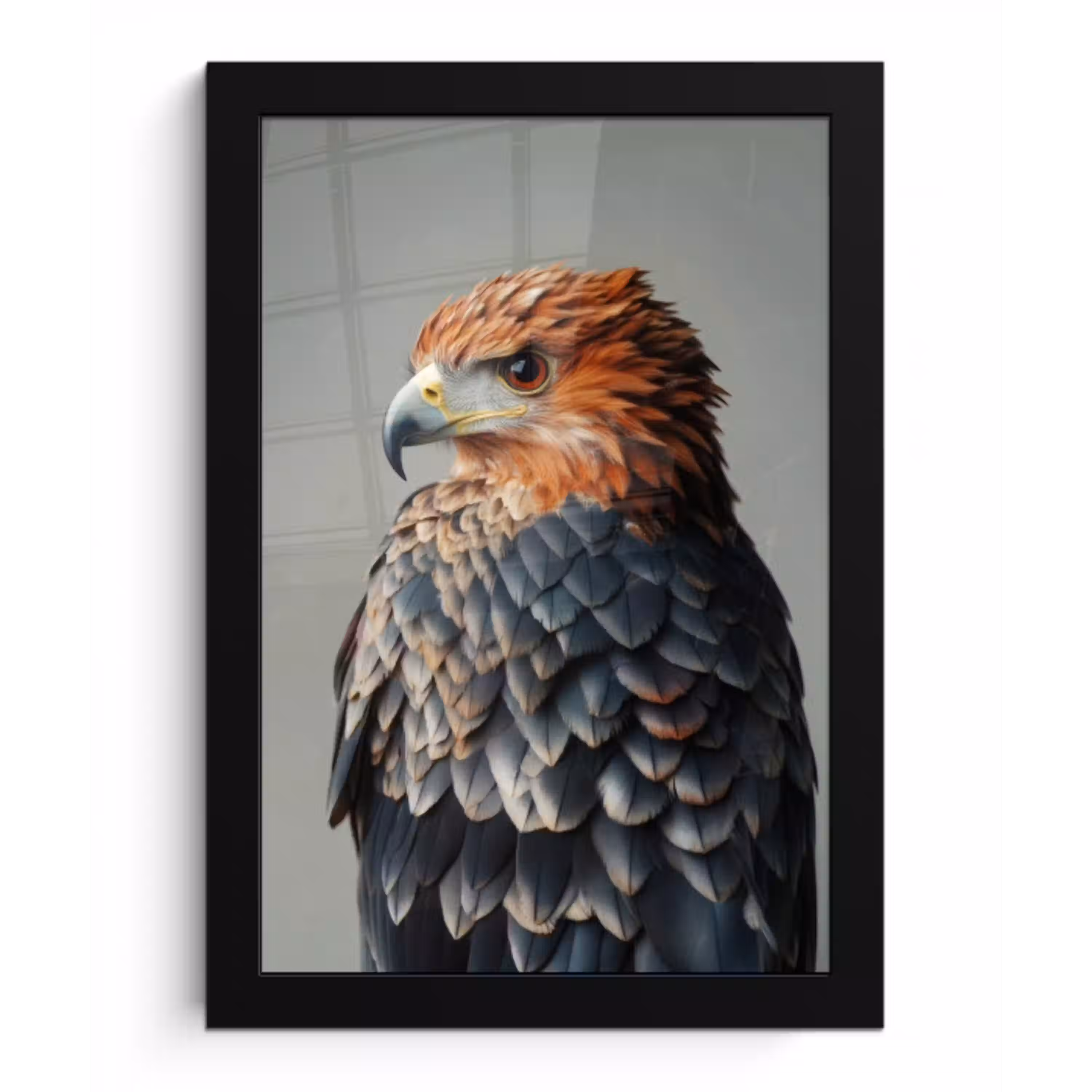 Vogel - Realistisch - Veren - Bruin fotolijst zwart zonder passe partout klein -3d