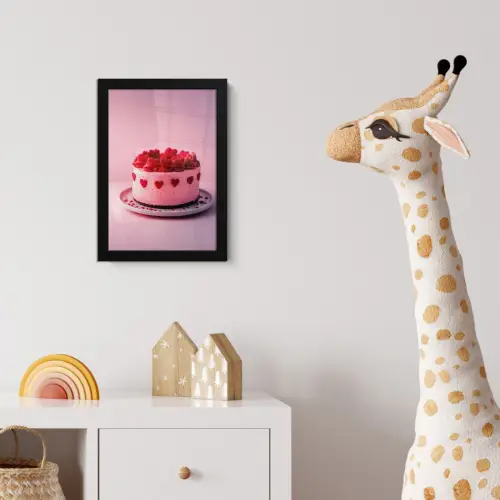 Taart - Hart - Roze fotolijst zwart zonder passe partout klein -usfeer4_kinderkamer