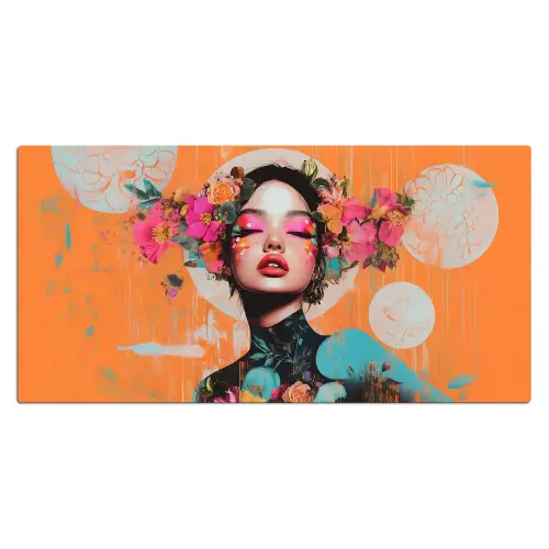 Portret - Vrouw - Abstract - Bloemen Muismat XXL klein -3d_leeg