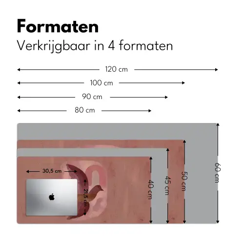 Illustratie - Vogels - Abstract - Roze Muismat XXL klein -sfeer5