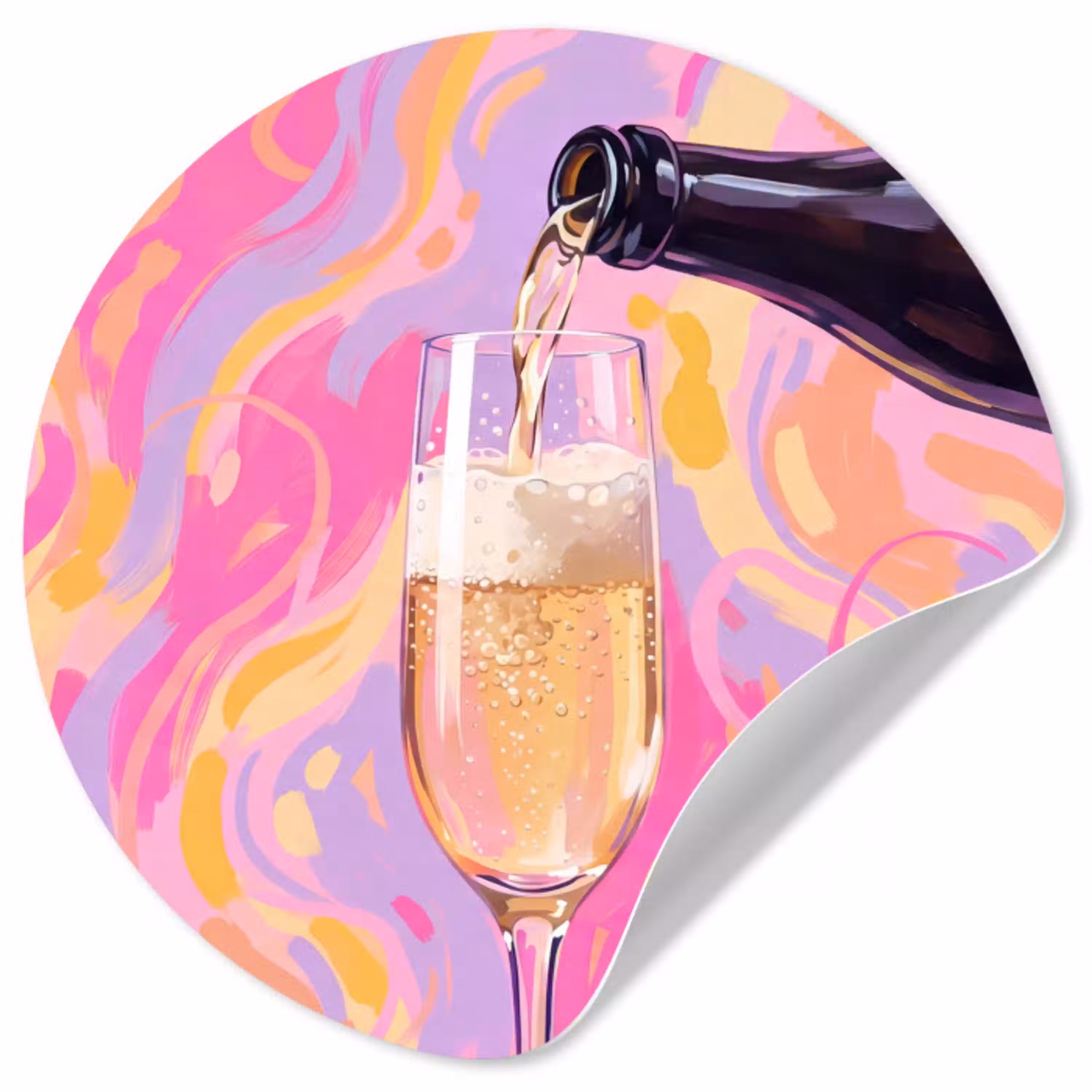 Drank - Inschenken - Feest - Abstract - Roze Wandcirkel behangsticker klein -3d