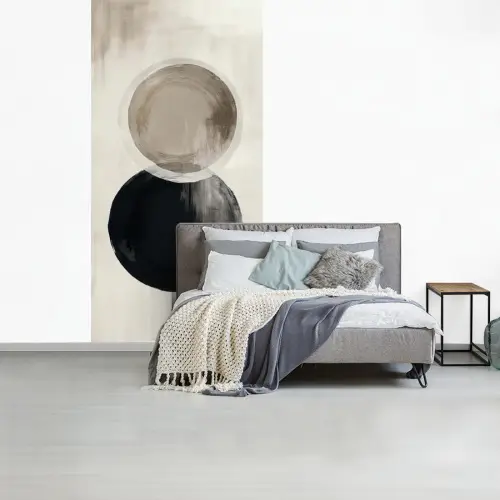Cirkels - Vorm - Beige - Abstract fotobehang vinyl groot -slaapkamer