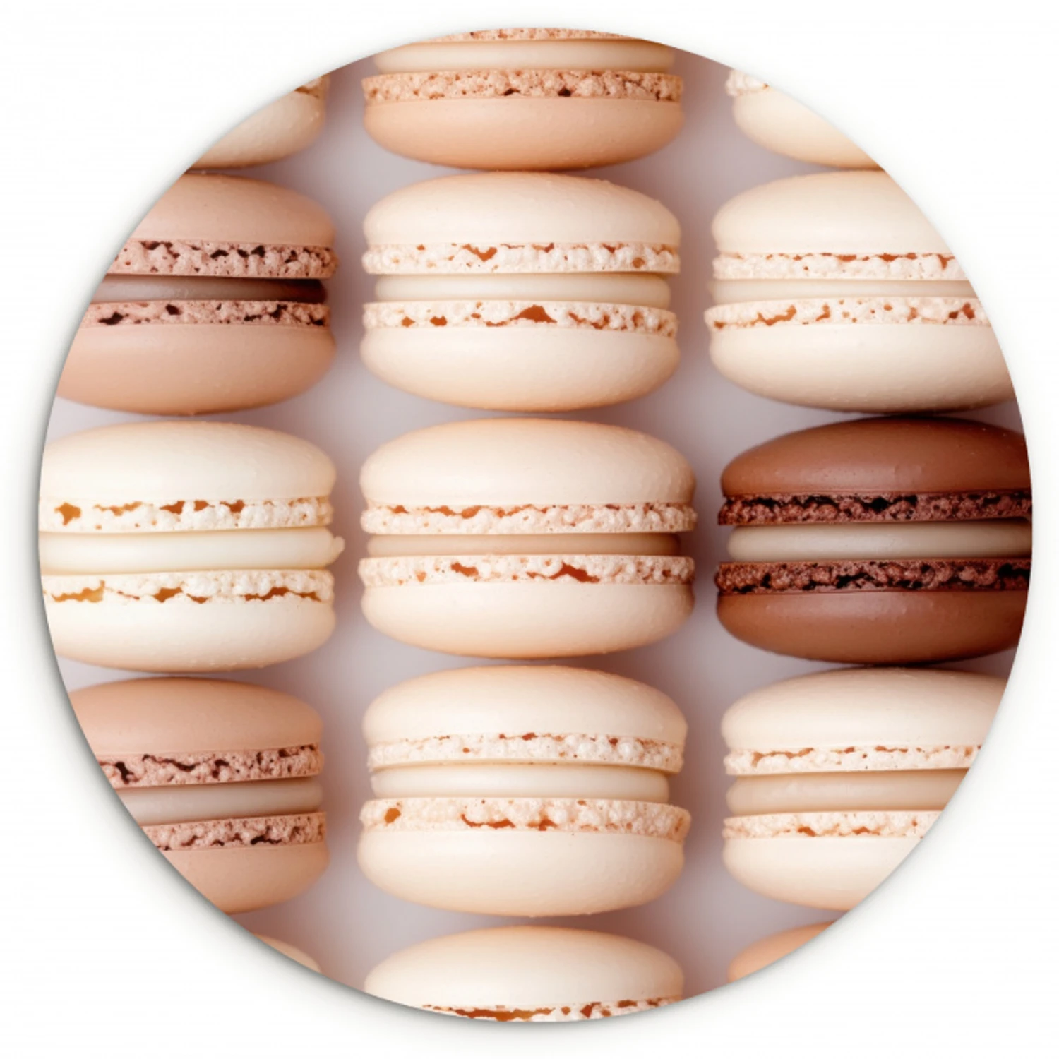 Macarons - Beige - Bruin KitchenYeah - Keuken - Wandcirkel Forex klein -3d
