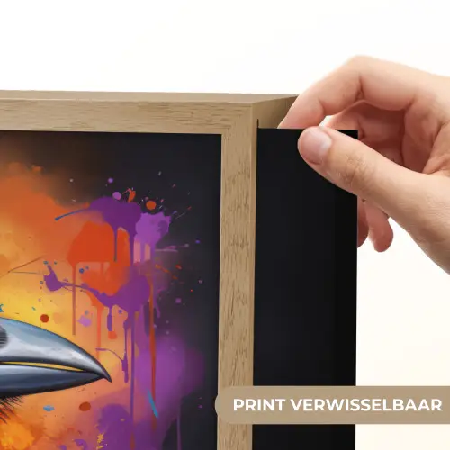 Vogel - Kraai - Graffiti - Zwart - Dieren Light Box met batterij (Wandlamp) middel -USP_websiteprintNL