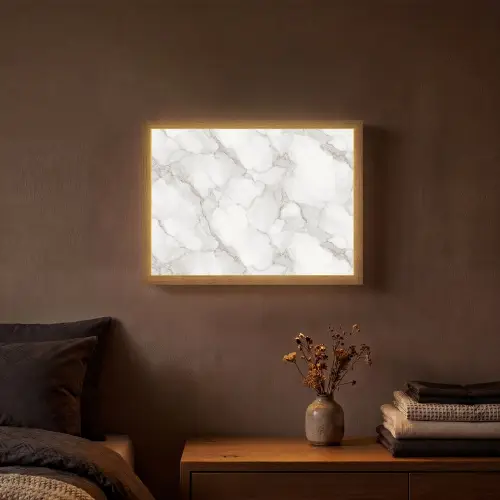 Wit - Marmer - Bruin Light Box met batterij (Wandlamp) middel 907 -sfeer4