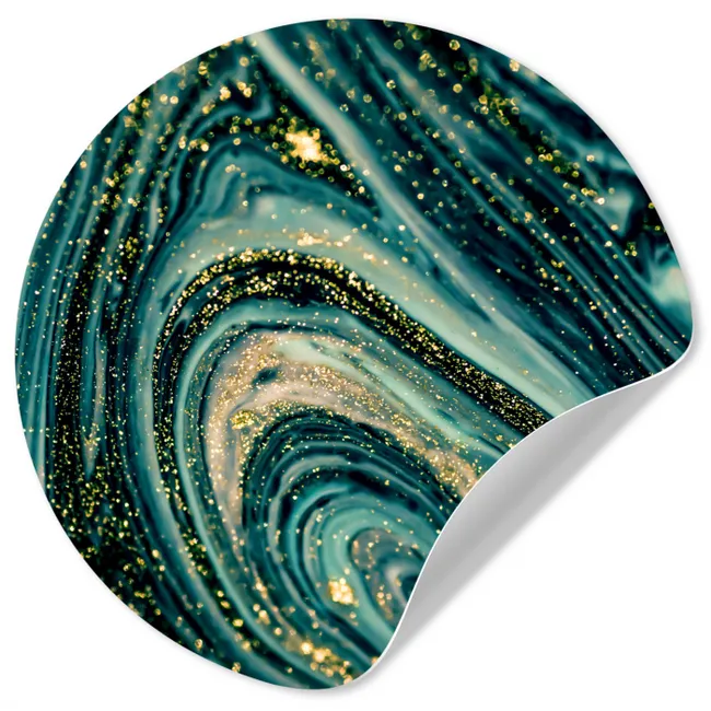 Marmerlook - Luxe - Goud - Turquoise - Glitter Wandcirkel behangsticker klein -3d