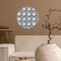 Borden - Bloemen - Blauw - Wit Wandcirkel behangsticker klein 186 -sfeer1