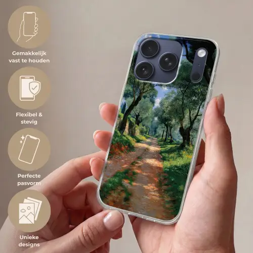 Pad - Bomen - Schaduw - Telefoonhoesje iPhone 17 Pro klein -sfeer3_NL