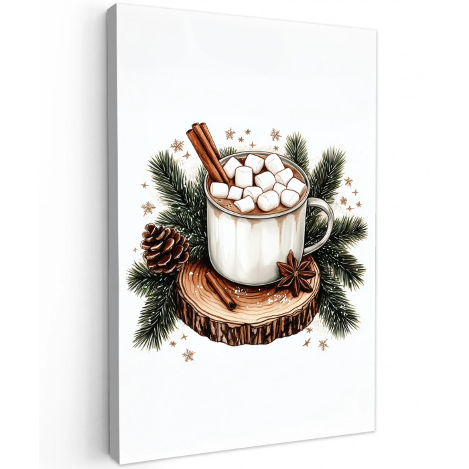 Winter - Hout - Chocolademelk - Drink - Kerst Tuinposter op houten frame 2 cm dik middel -3d