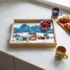 Winter - Huisje - Bergen - Uitzicht - Sneeuw Dienblad Rechthoek middel -sfeer2