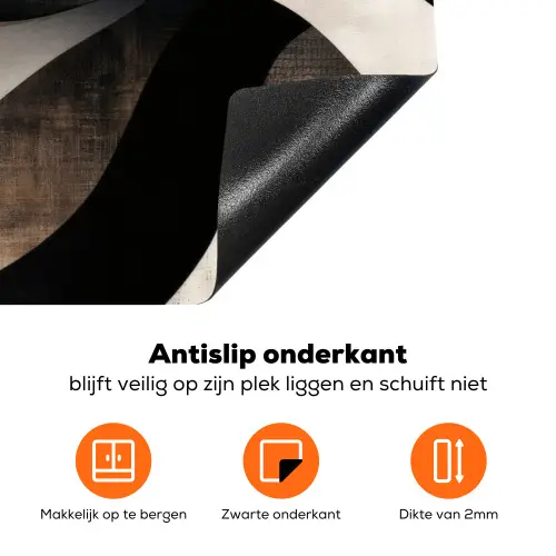 Abstract - Golven - Zwart - Verweerd Inductie beschermer vinyl 3mm klein -zzzzzzz-td-onderkant