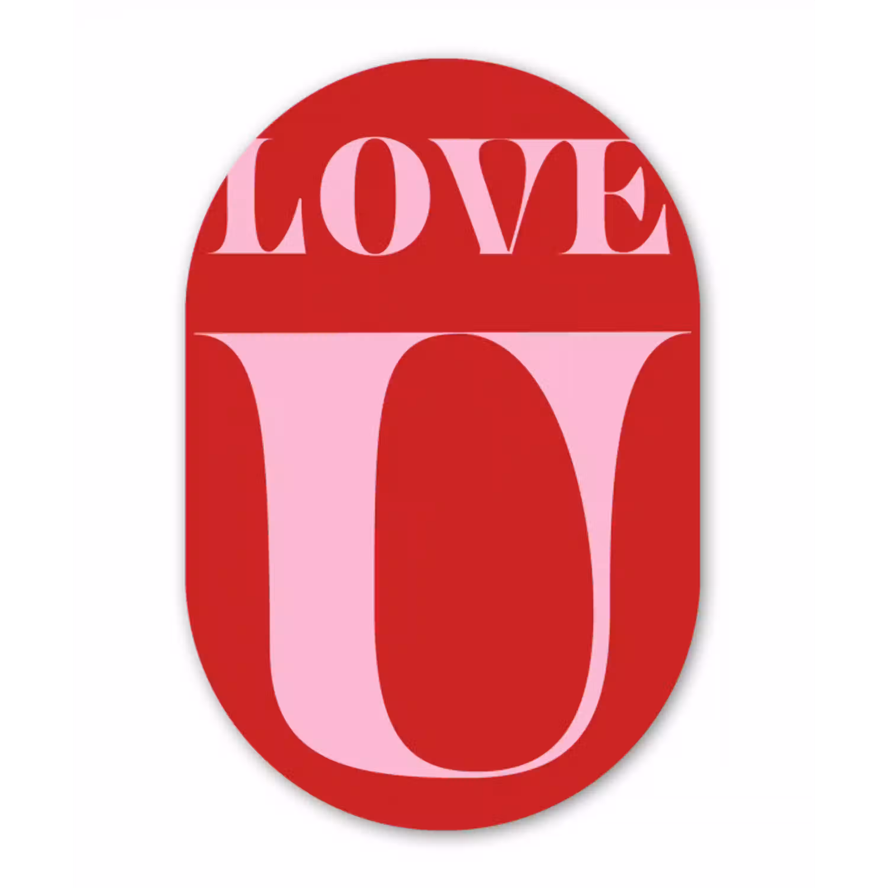 Rood - Love - Valentijn - Roze Wandcirkel Ovaal Aluminium middel -3d