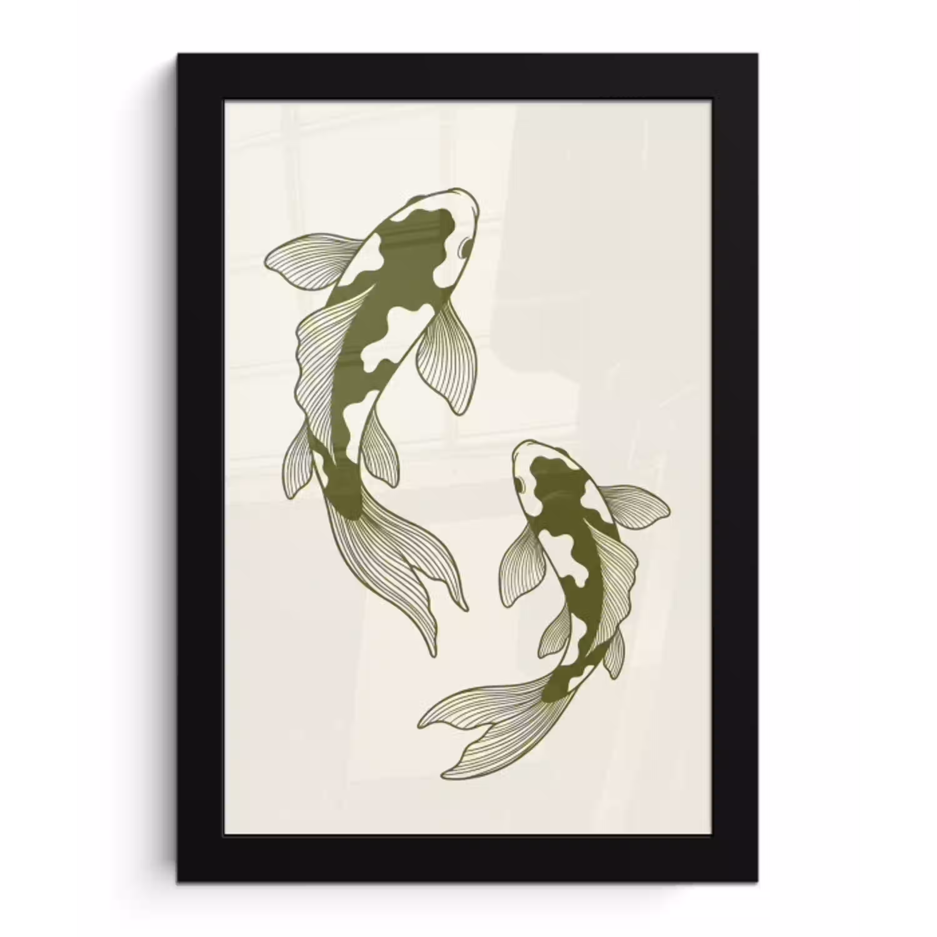 Vis - Zwemmend - Groen - Abstract - Dieren fotolijst zwart zonder passe partout klein -3d