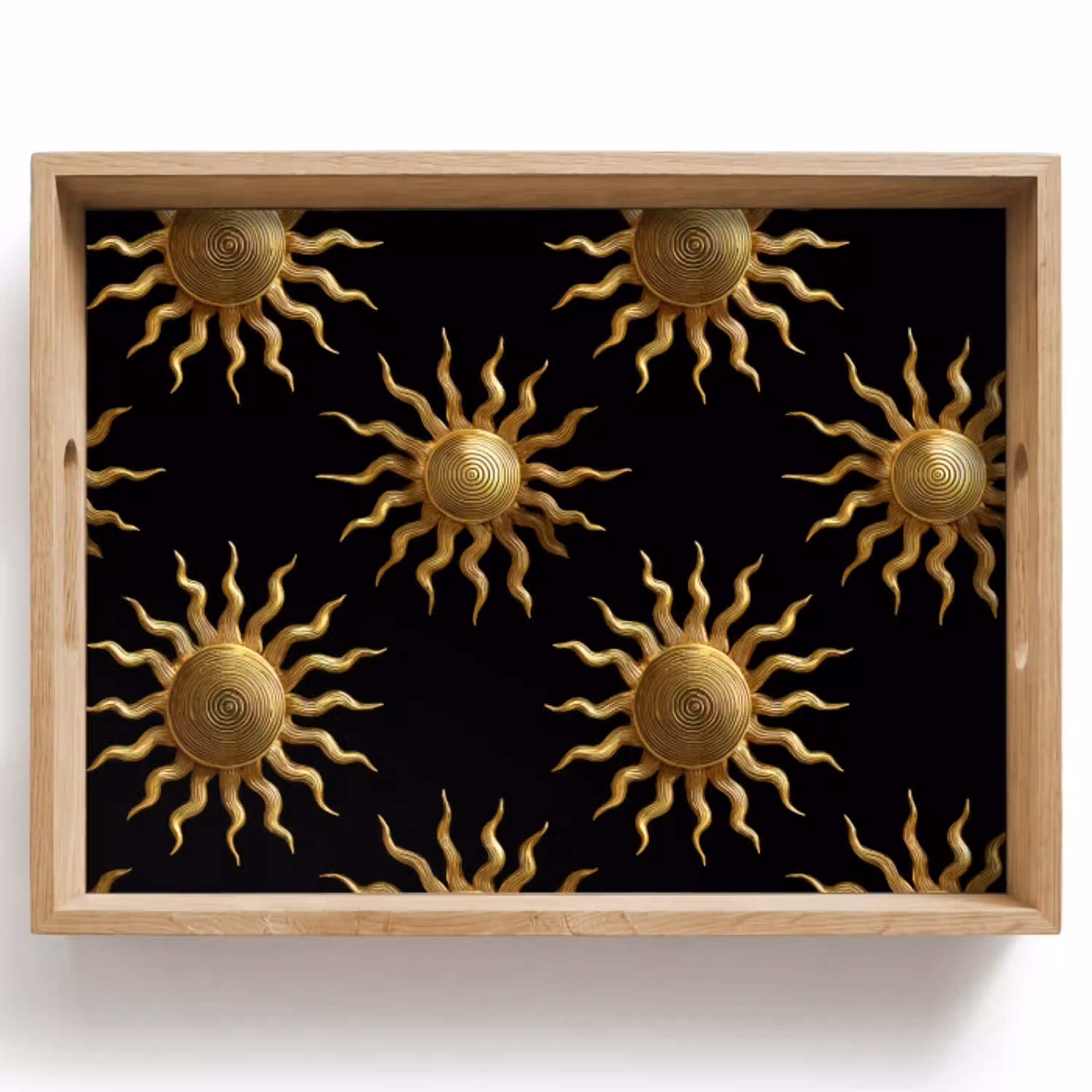 Zon - Patroon - Luxe - Goud - Zwart Dienblad Rechthoek middel 911 -z3d_shopping