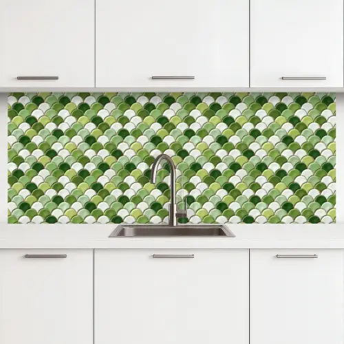 Keramiek -  Structuur - Groen - Wit keuken achterwand 2 middel 871 -3d