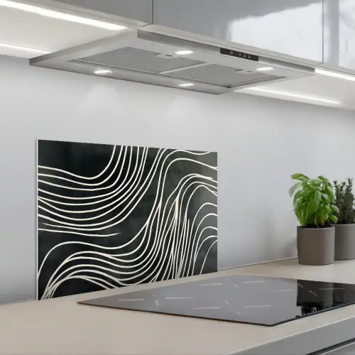Lijnen - Patroon - Abstract - Wit keuken achterwand spatscherm klein -3d_schuin
