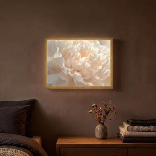 Close up - Pioenroos - Lichtroze Light Box met batterij (Wandlamp) middel -sfeer4