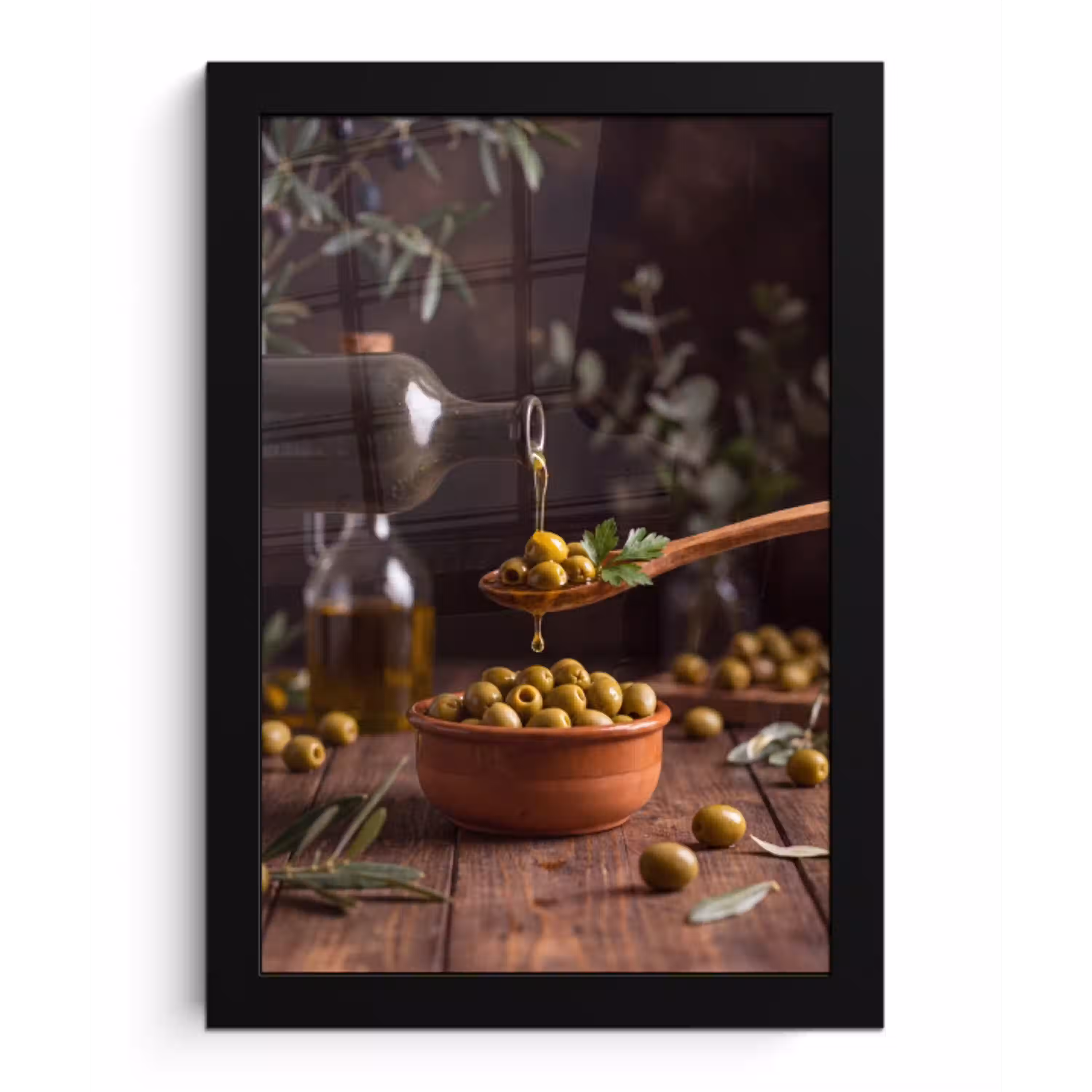 Olijven - Olijfolie - Eten fotolijst zwart zonder passe partout klein -3d
