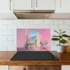 Roze - Buiten - Verf keuken achterwand spatscherm klein -sfeer2
