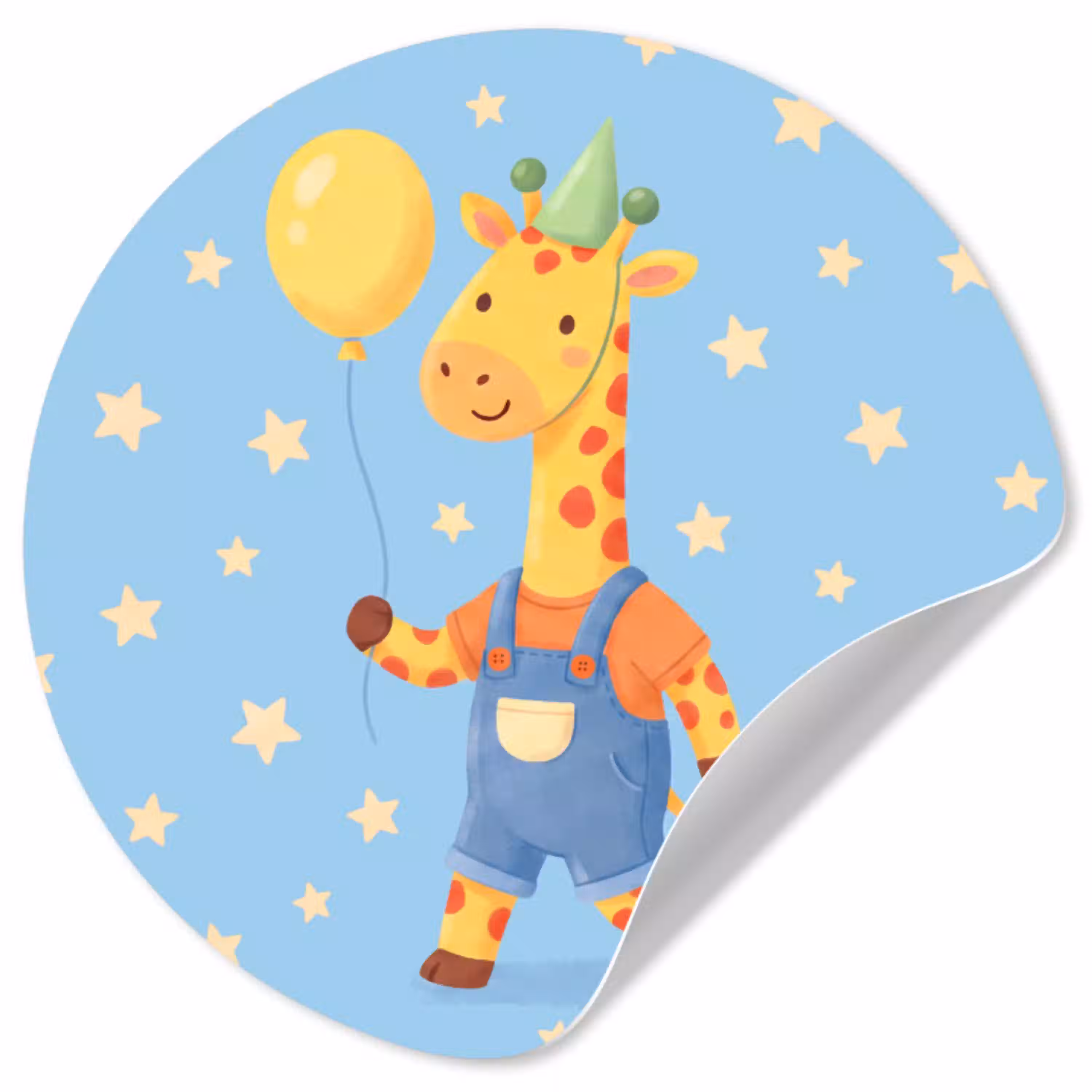 Dieren - Giraffe - Ballon - Feest - Kinderkamer Wandcirkel behangsticker klein -3d