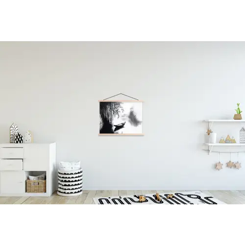Boot - Rivier - Bamboe - Wit textielposter latten blank klein -kinderkamer