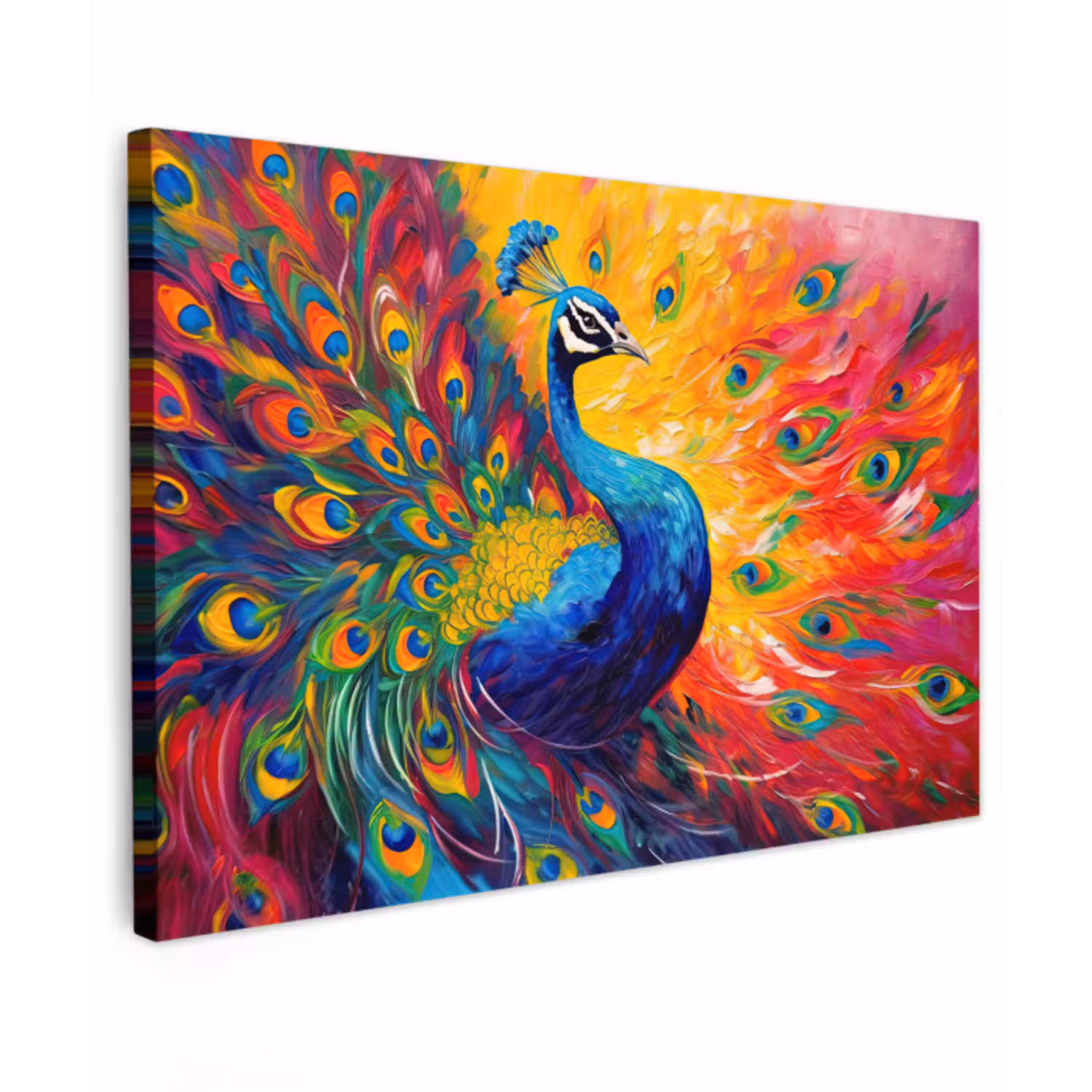 Pauw - Kunst - Schilderij - Pauwenveren canvas 2cm klein -z3d