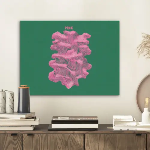 Abstract - Pink - Lijnen - Groen PET vilt klein -sfeer1