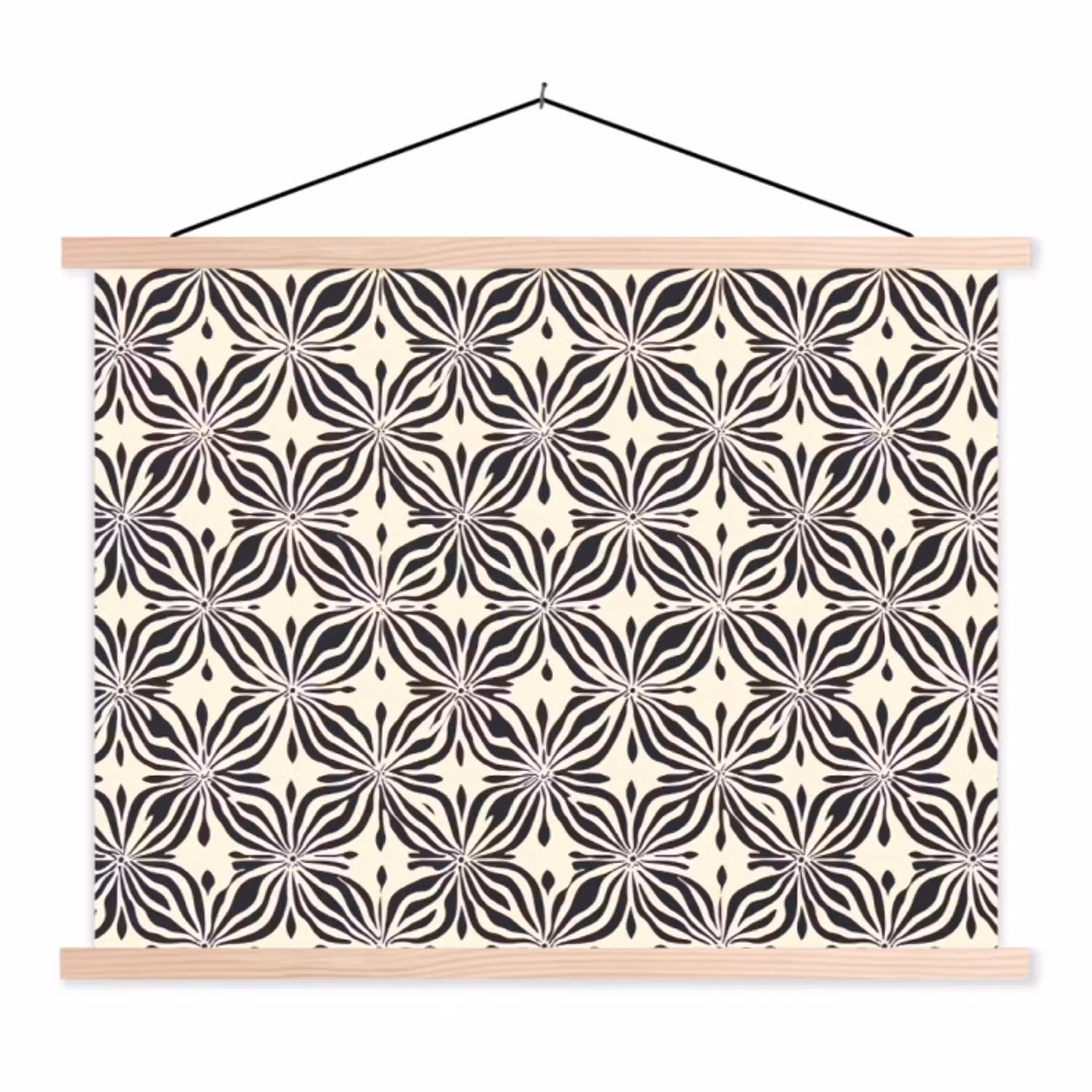 Grafisch - Patroon - Zwart textielposter latten blank klein 122 -3d