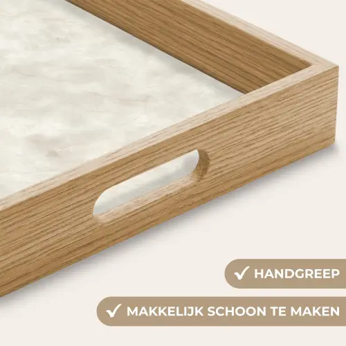Crèmebeige - Marmer - Aders Dienblad Rechthoek middel 911 -USP_HandgreepNL