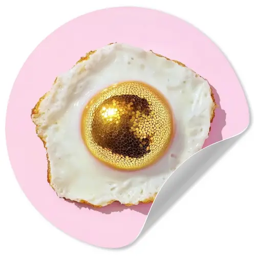 Ei - Disco - Ontbijt - Glitter Wandcirkel behangsticker klein -3d