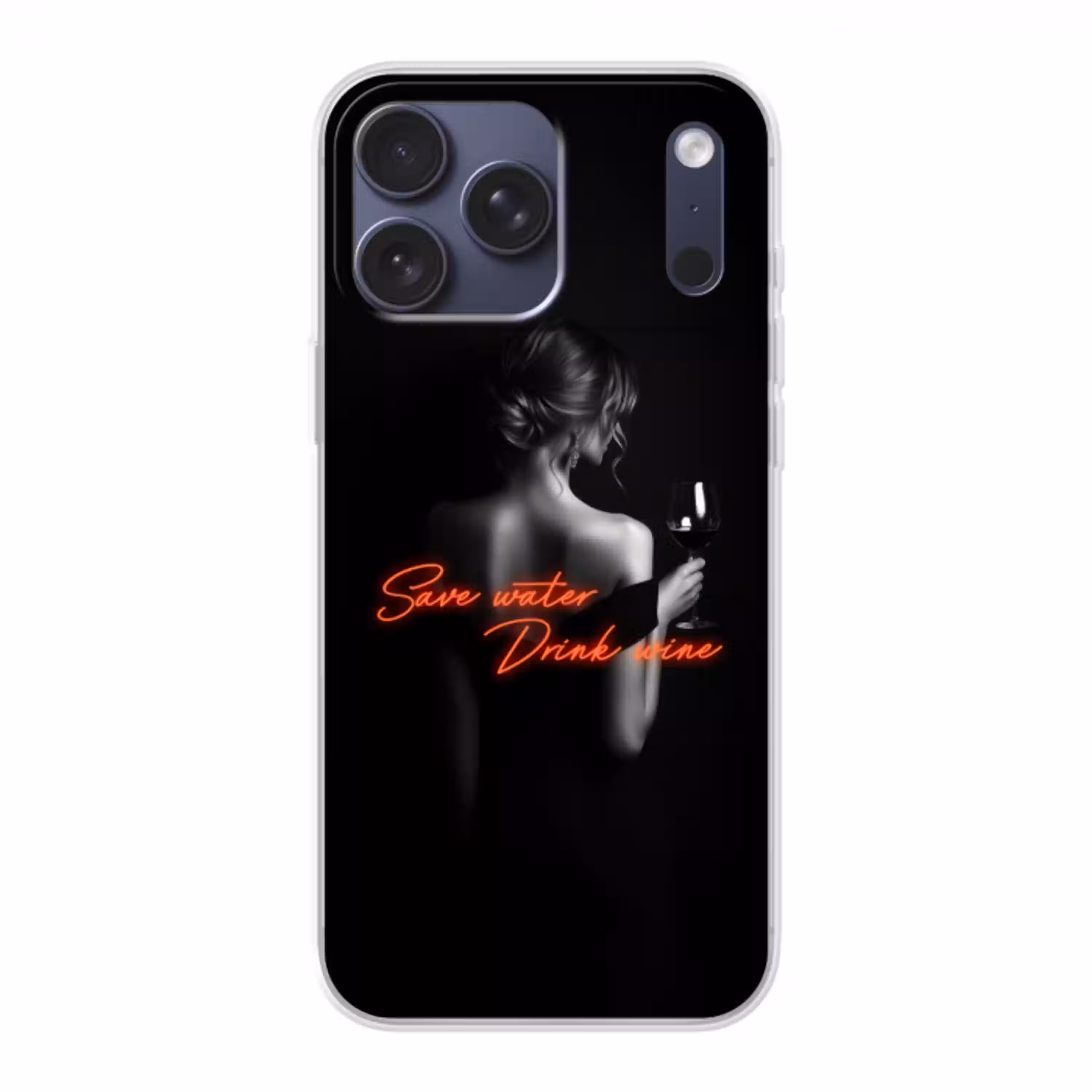 Wijn - Vrouw - Neon - Quote Telefoonhoesje iPhone 17 Pro Max klein -3d