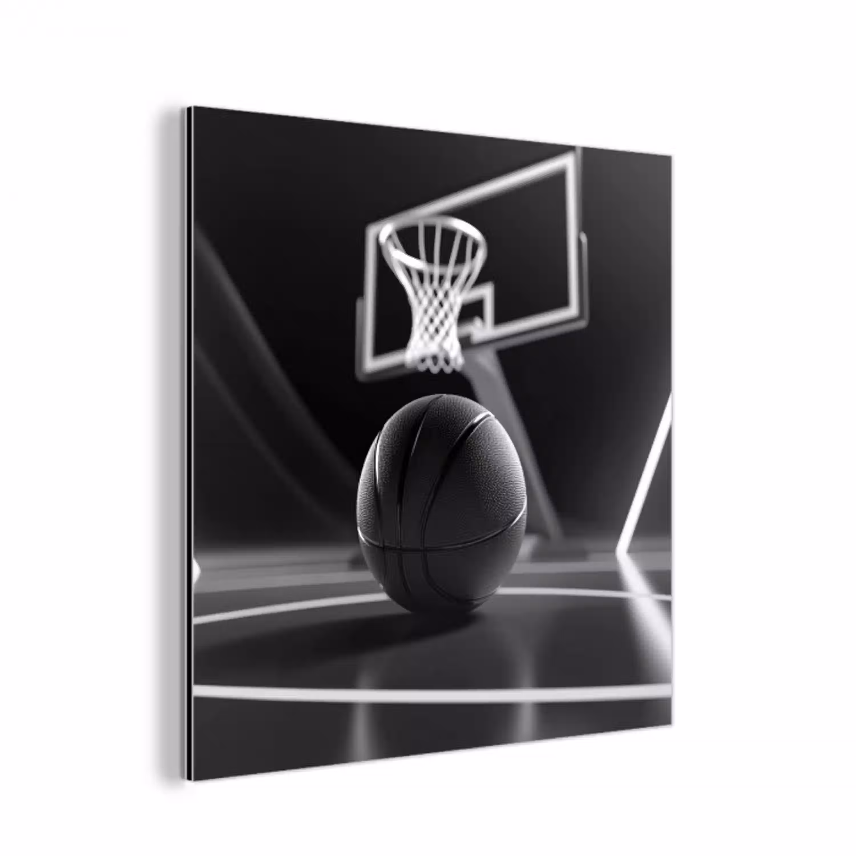 Basketbal - Basketbalveld - Lichtlijnen aluminium wit klein -3d