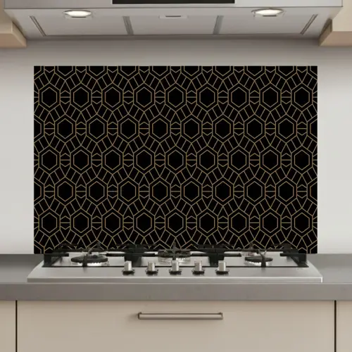 Goud - Zwart - Rozetstructuur keuken achterwand spatscherm klein 900 -3d_website