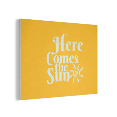 Geel - Blauw - Here comes the sun PET vilt klein -3d