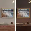 Riet - Gras - Natuur - Winter - Meer Light Box met batterij (Wandlamp) middel -sfeer3