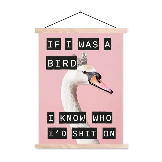 Schoolplaat - Zwaan - Vogel - Decoratie - Roze