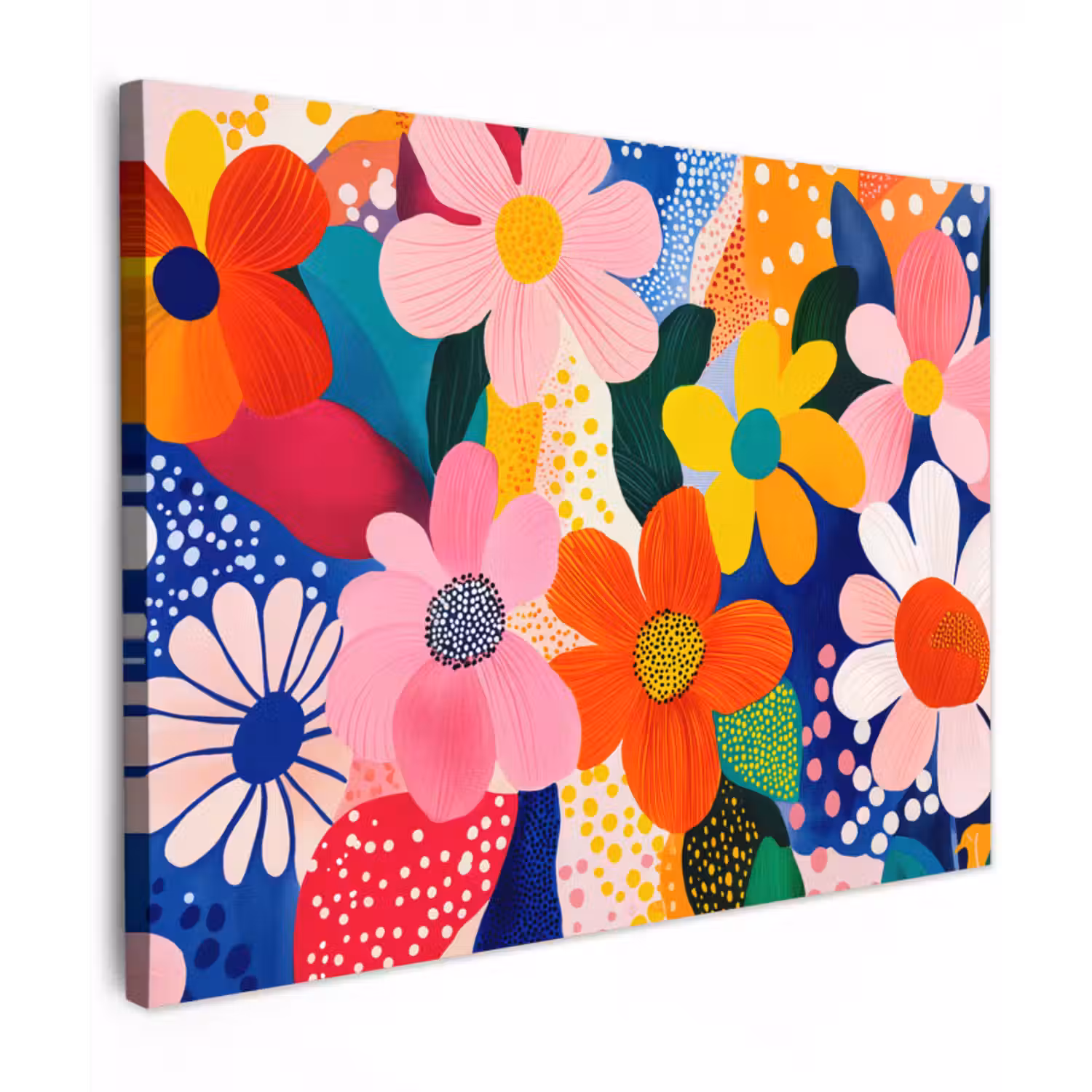 Leinwandbild - Blumen - Bunt - Tupfen