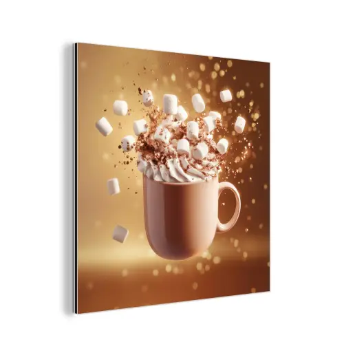 Chocomelk - Drinken - Warm - Bruin aluminium wit klein -3d